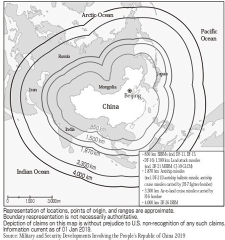 Figure 1: Maximum Range of China’s Missiles
